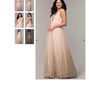 NEVER WORN Long Glitter-Tulle V-Neck Prom Dress by PromGirl BRAND NEW WITH TAGS!